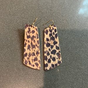Nickel and Suede leather Cheetah Earring